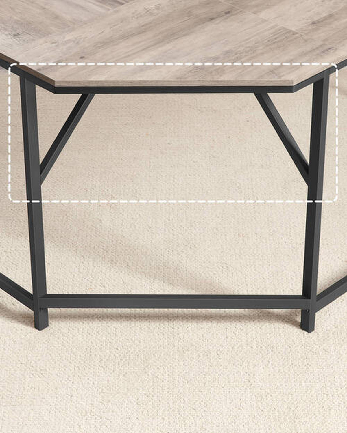 ECKSCHREIBTISCH 149/149/75 cm Schwarz, Eiche grau Kabeldurchlass  - Eiche grau/Schwarz, Basics, Holzwerkstoff/Metall (149/149/75cm) - Boxxx