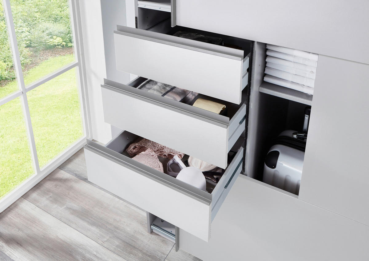 SCHIEBETÜRENSCHRANK 313/208/64 cm 3 Tür(en)-türig  - Klar/Alufarben, KONVENTIONELL, Glas/Holzwerkstoff (313/208/64cm) - P & B