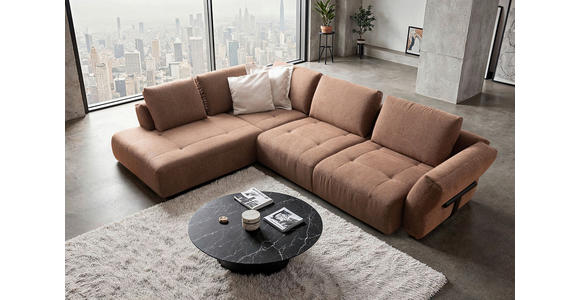 ECKSOFA Kupferfarben Chenille  - Schwarz/Kupferfarben, KONVENTIONELL, Holz/Textil (234/324cm) - Belluti