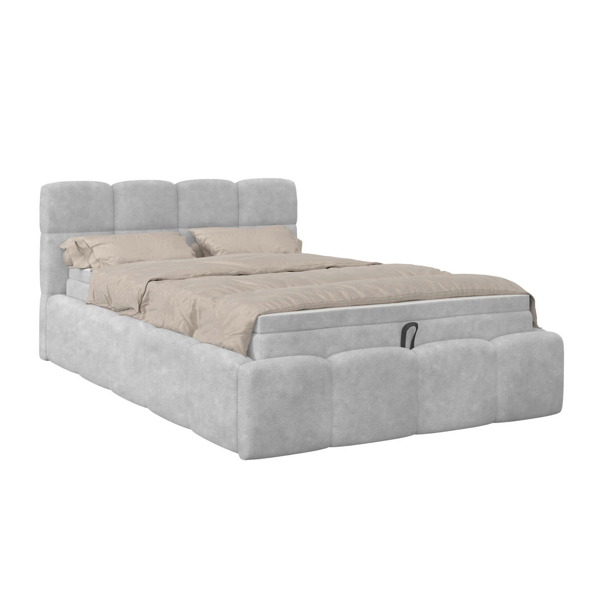 POLSTERBETT 120/200 cm,  in Hellgrau, Matratze, Bettkasten, H3 = fest  - Hellgrau/Schwarz, Trend, Kunststoff/Textil (120/200cm)