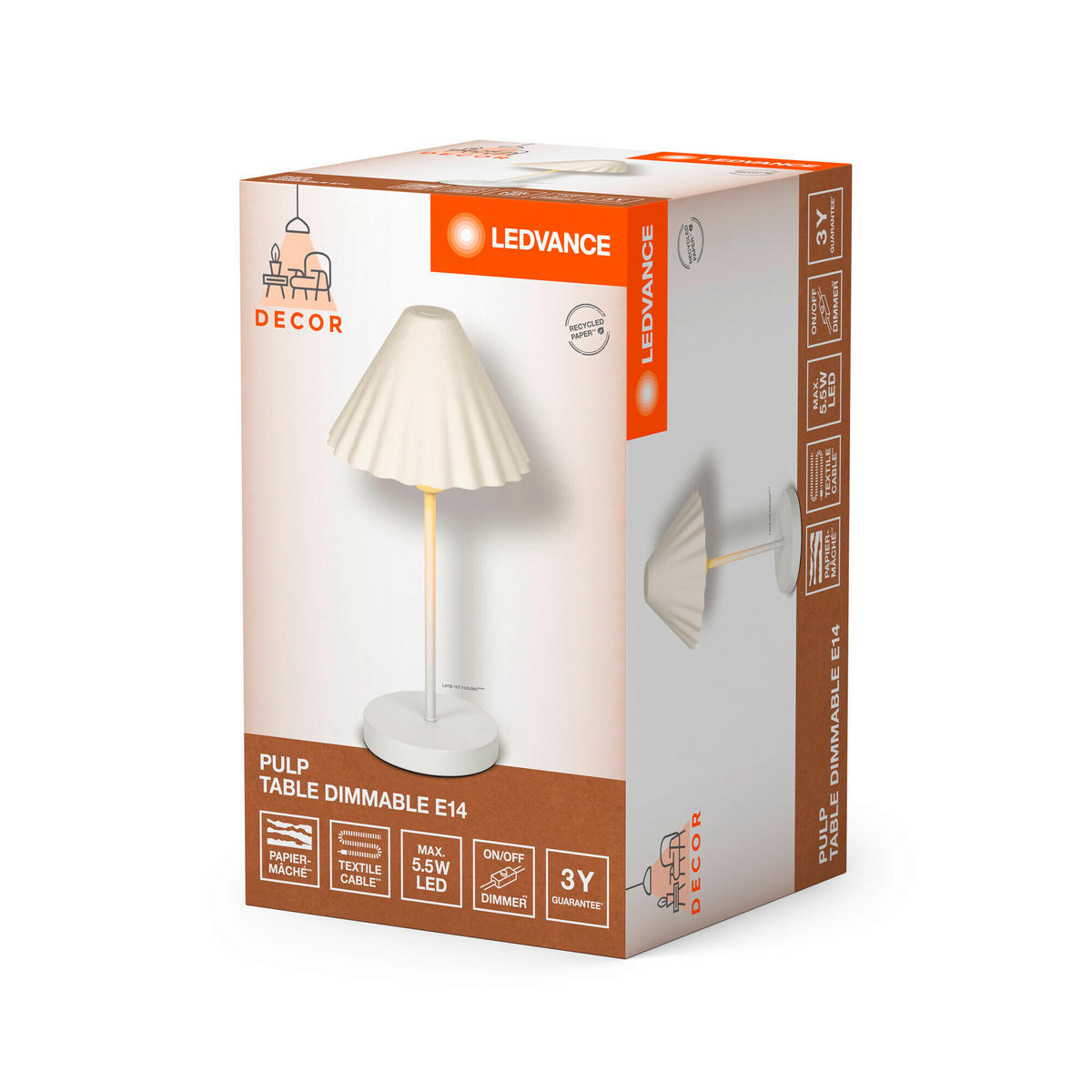 TISCHLEUCHTE 21,8/41,5 cm   - Weiß/Hellgrün, KONVENTIONELL, Papier/Metall (21,8/41,5cm) - Ledvance