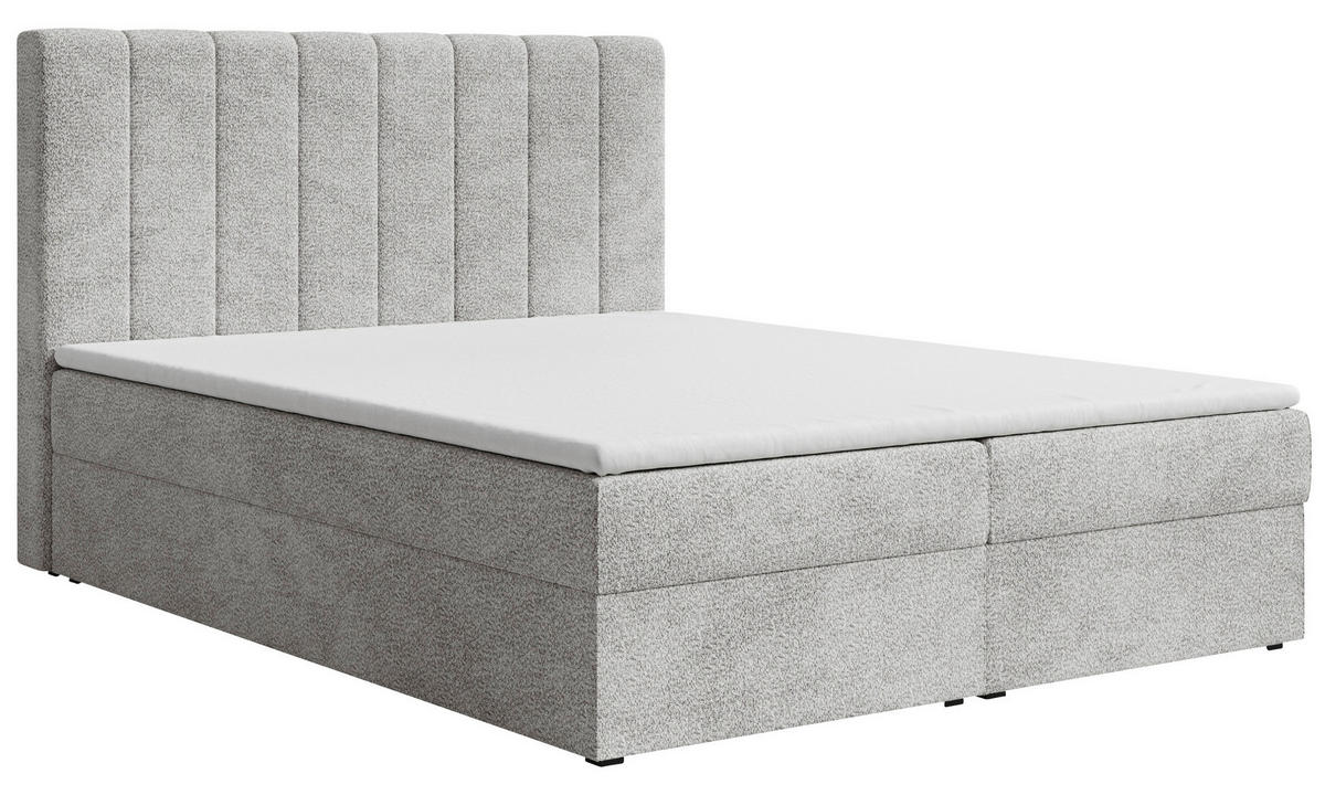 BOXBETT 160/200 cm,  in Grau, Bettkasten, Topper,  - Schwarz/Grau, MODERN, Holz/Kunststoff (160/200cm) - MID.YOU