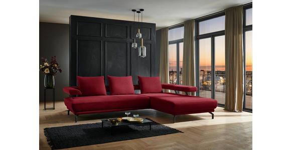 ECKSOFA in Chenille Rot 305/224 cm - Rot/Schwarz, Design, Textil/Metall (305/224cm) - Dieter Knoll