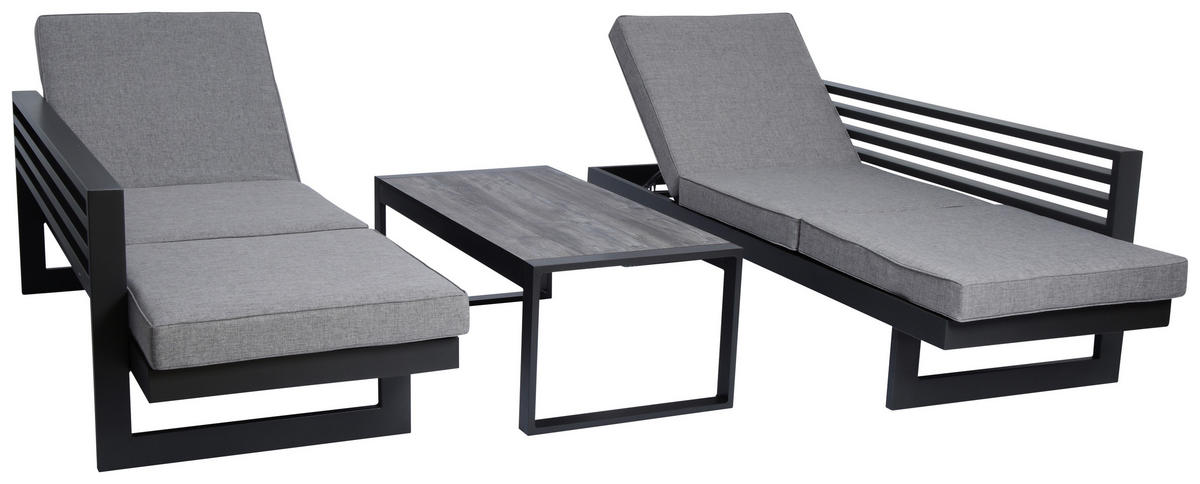 GARTENBANK 216/68/80 cm  Aluminium  - Schieferfarben/Graphitfarben, Design, Textil/Metall (216/68/80cm) - Stern