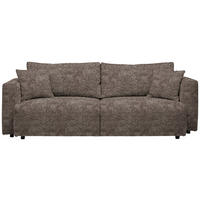SCHLAFSOFA  mit Stoffauswahl, Schlafen auf Sitzhöhe, Rücken echt Velours Graubraun  - Graubraun/Schwarz, Design, Kunststoff/Textil (250/92/105cm) - Carryhome