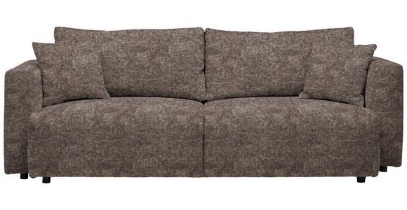 SCHLAFSOFA Velours Graubraun Zierkissen, Rückenkissen, Bettkasten, Schlaffunktion, Rücken echt  - Graubraun/Schwarz, Design, Kunststoff/Textil (250/92/105cm) - Carryhome