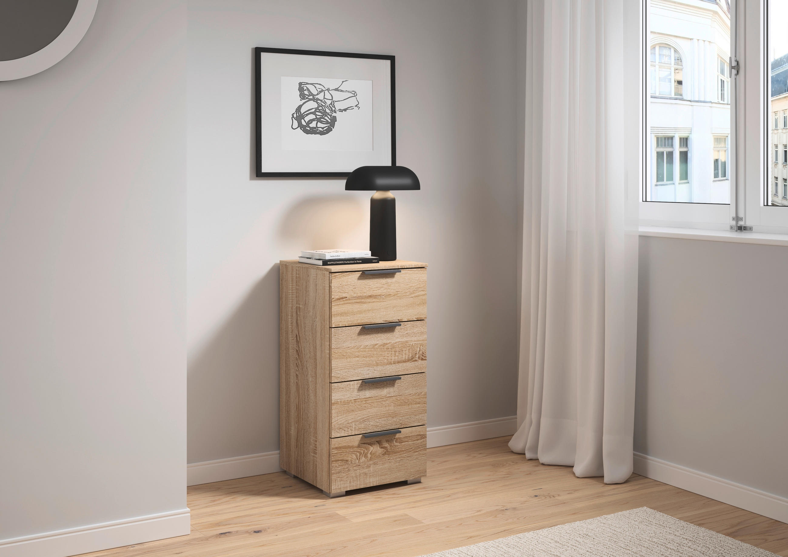 NACHTSCHRANK 40/81/42 cm  - Alufarben/Grau, MODERN, Holzwerkstoff (40/81/42cm) - Rauch Möbel