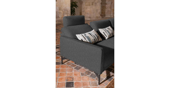 ECKSOFA in Flachgewebe, Struktur Grau  - Anthrazit/Grau, Design, Textil/Metall (254/230cm) - Ambiente