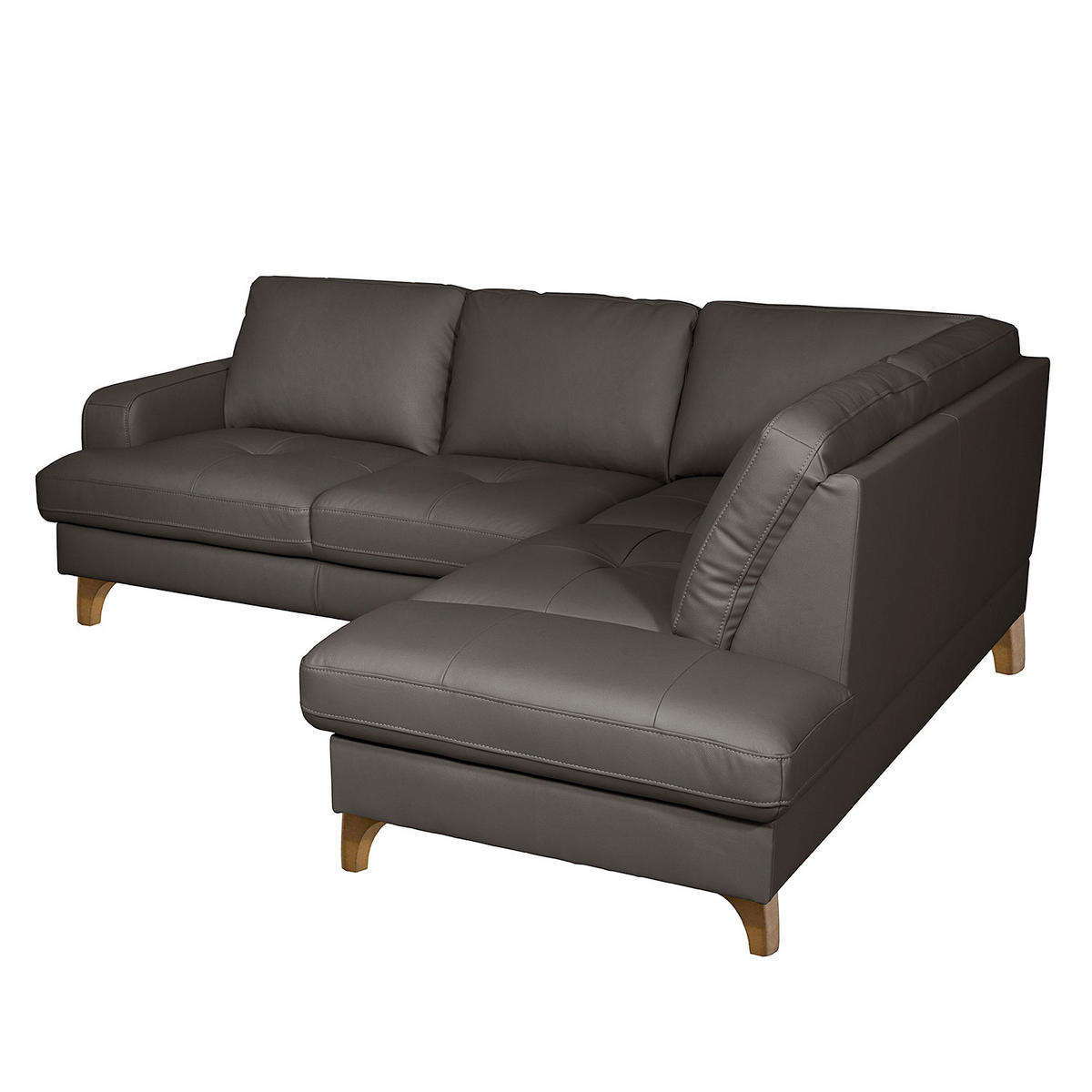 ECKSOFA Lederlook Echtleder Dunkelbraun  - Dunkelbraun/Buchefarben, Design, Leder/Holz (234/190cm) - Livetastic