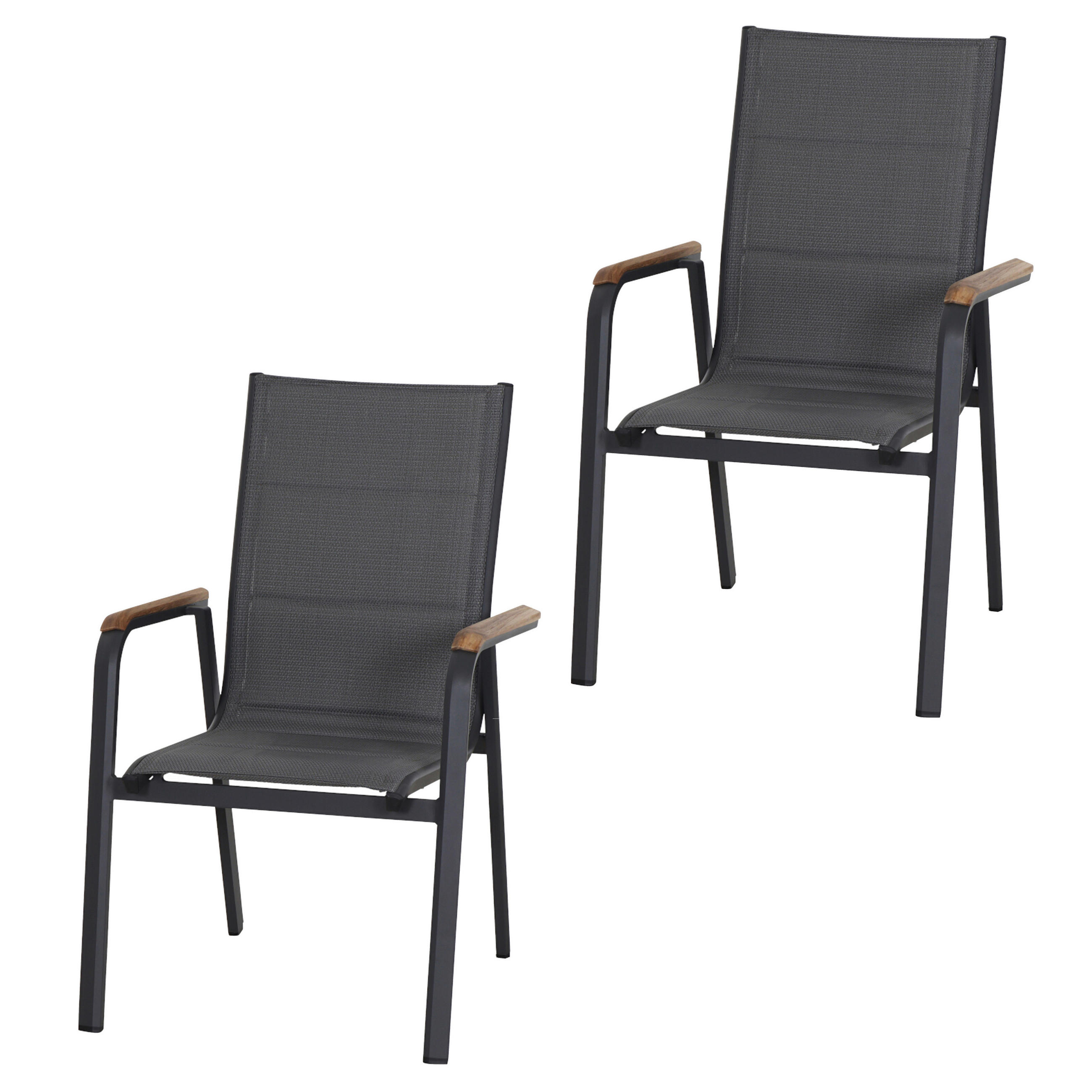 GARTENSTUHL-SET Holz, Metall, Kunststoff Anthrazit  - Anthrazit, Basics, Holz/Kunststoff (62,5/98/68cm) - Siena Garden