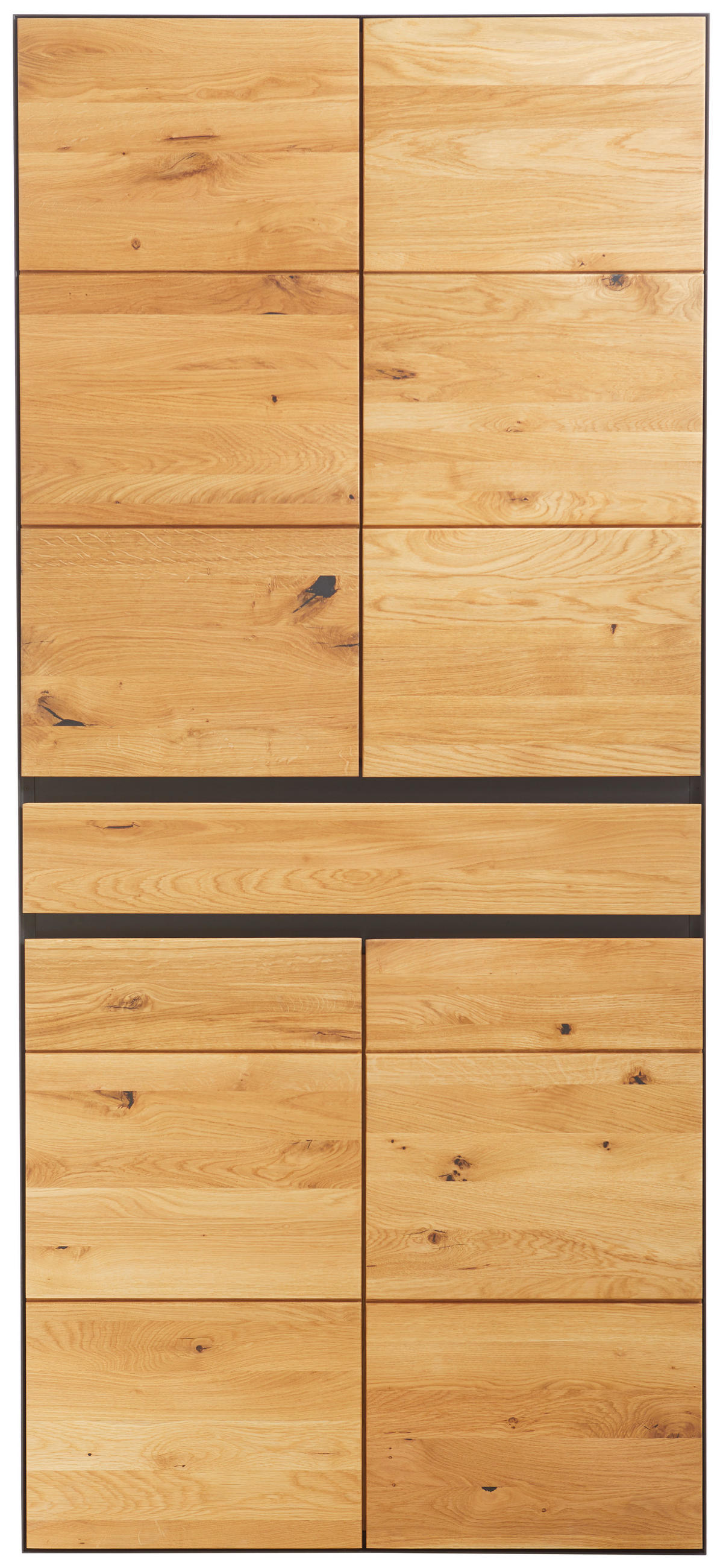SCHUHSCHRANK Wildeiche furniert, massiv Anthrazit, Eichefarben  - Wildeiche/Eichefarben, Natur, Holz/Holzwerkstoff (89/200/38cm) - Linea Natura