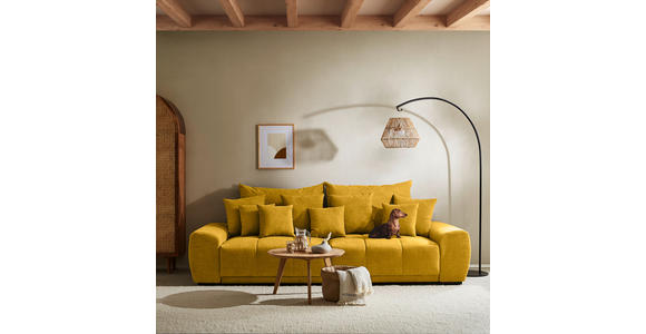 BIGSOFA in Flachgewebe Gelb  - Gelb/Schwarz, KONVENTIONELL, Holz/Textil (280/67/120cm) - Carryhome