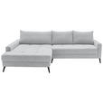 ECKSOFA  in Cord Hellgrau  173/280 cm  - Hellgrau/Schwarz, KONVENTIONELL, Textil/Metall (173/280cm) - Hom`in