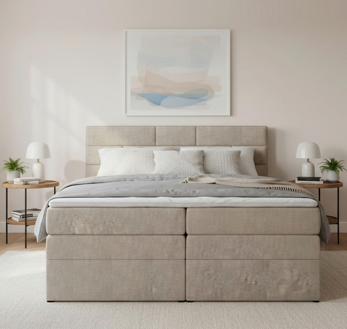 BOXSPRINGBETT 180/200 cm  in Taupe  - Taupe/Wengefarben, KONVENTIONELL, Holz/Textil (180/200cm) - Carryhome