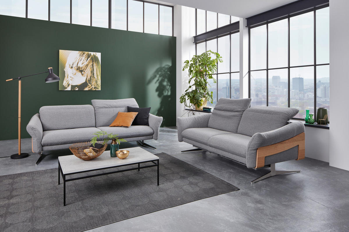 2,5-SITZER in Webstoff Grau  - Anthrazit/Grau, Design, Holz/Textil (193/81/107cm) - Himolla
