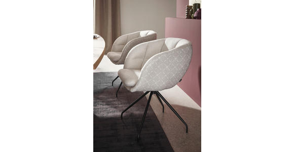 ARMLEHNSTUHL  Beinauswahl, Sitzfläche 360° drehbar, Stoff-/Lederauswahl Jacquard  Sandfarben  - Sandfarben/Schwarz, Design, Textil/Metall (62/81/63cm) - Dieter Knoll