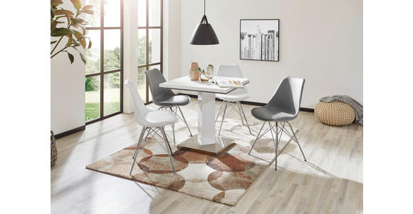ESSTISCH in Holzwerkstoff, Metall 80/80/76 cm - Edelstahlfarben/Weiß, Design, Holzwerkstoff/Metall (80/80/76cm) - Carryhome