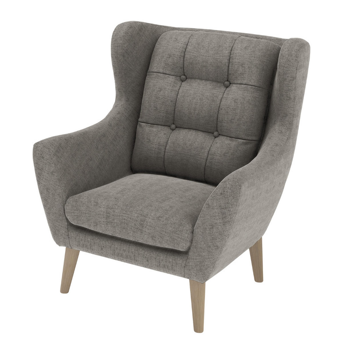 SESSELSET in Webstoff Dunkelgrau  - Eichefarben/Dunkelgrau, KONVENTIONELL, Holz/Textil (91/104/94cm) - Trendmanufaktur