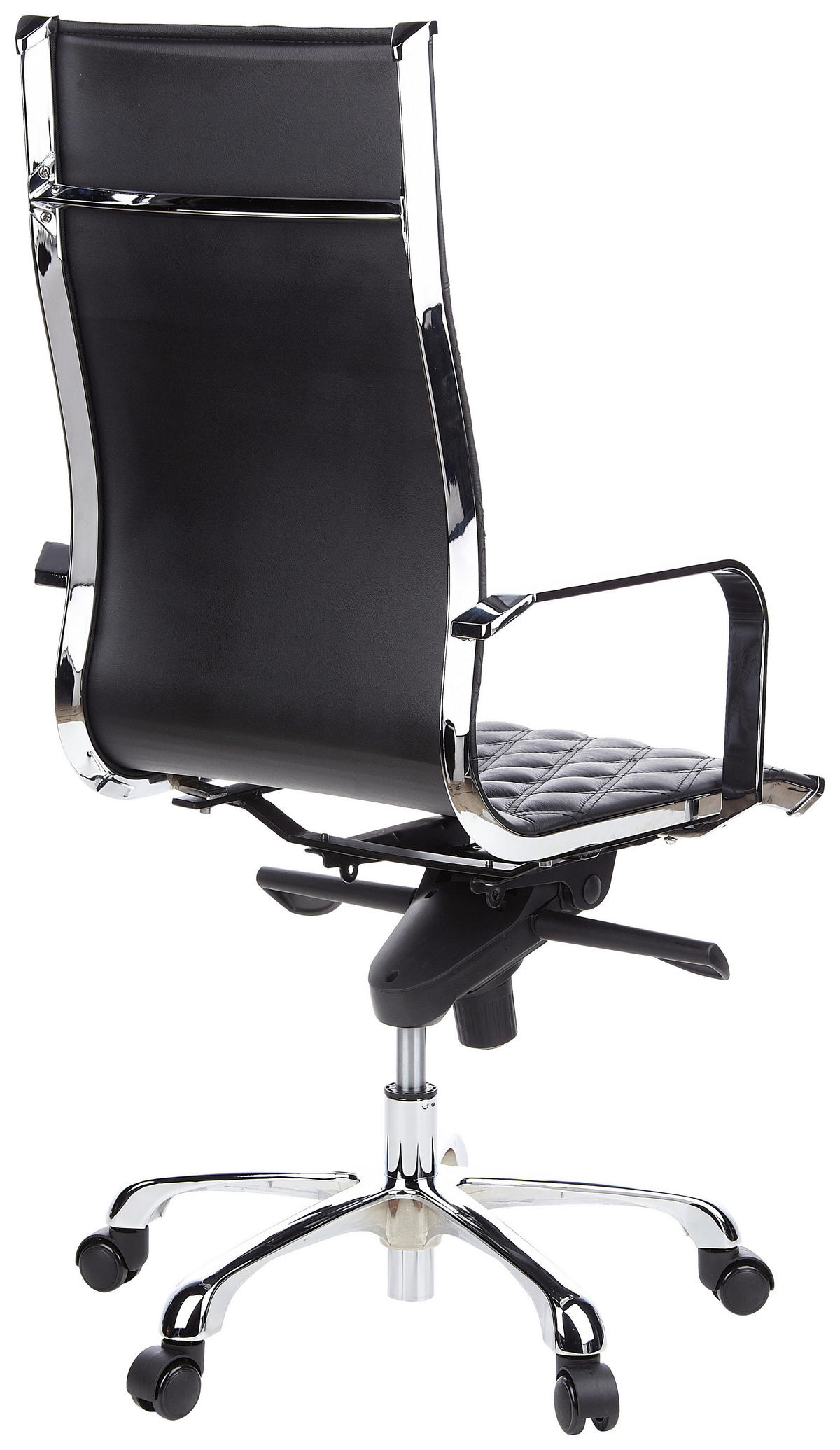 KONFERENČNI STOL usnje črna  - srebrne barve/črna, Moderno, kovina/usnje (62cm) - MID.YOU