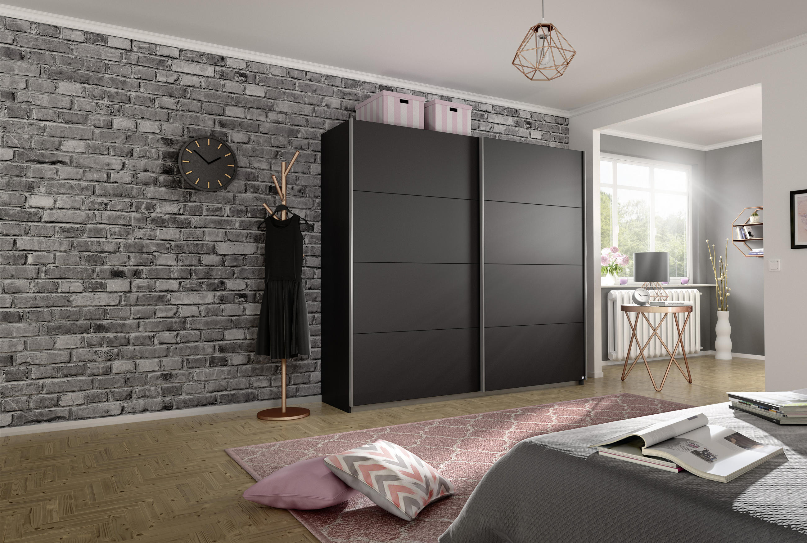 SCHWEBETÜRENSCHRANK in Grau - Alufarben/Grau, Modern, Holzwerkstoff/Metall (226/230/62cm) - Rauch Möbel