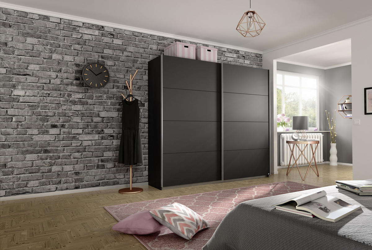 SCHWEBETÜRENSCHRANK 226/230/62 cm 2-türig Grau  - Alufarben/Grau, MODERN, Holzwerkstoff/Metall (226/230/62cm) - Rauch Möbel