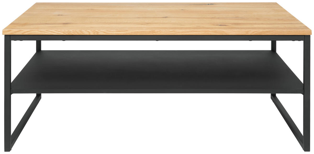 COUCHTISCH Eiche massiv rechteckig Naturfarben, Schwarz  - Schwarz/Naturfarben, MODERN, Holz/Holzwerkstoff (105/44/65cm) - Livetastic