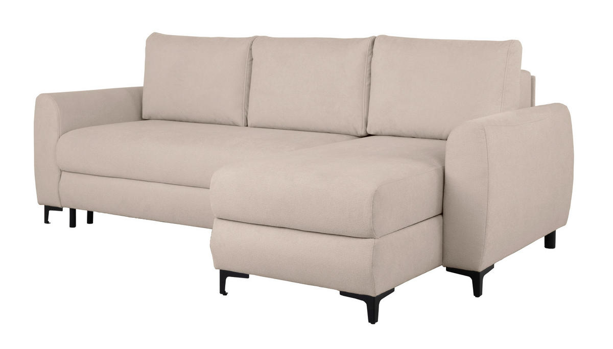 ECKSOFA Moli Beige Mikrofaser  - Beige/Schwarz, Design, Textil/Metall (236/148cm) - MID.YOU