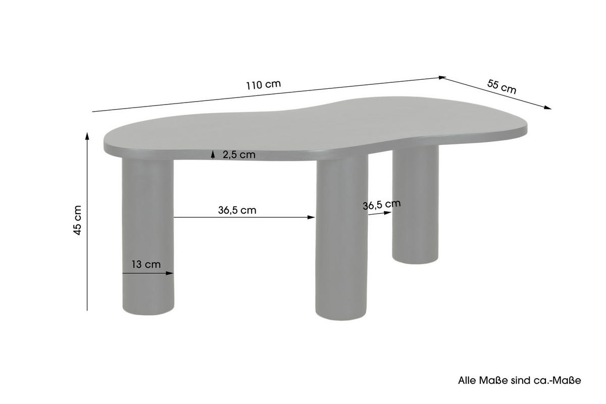 COUCHTISCH Akazie massiv Freiform Schwarz  - Schwarz, Design, Holz (110/45/55cm) - MID.YOU