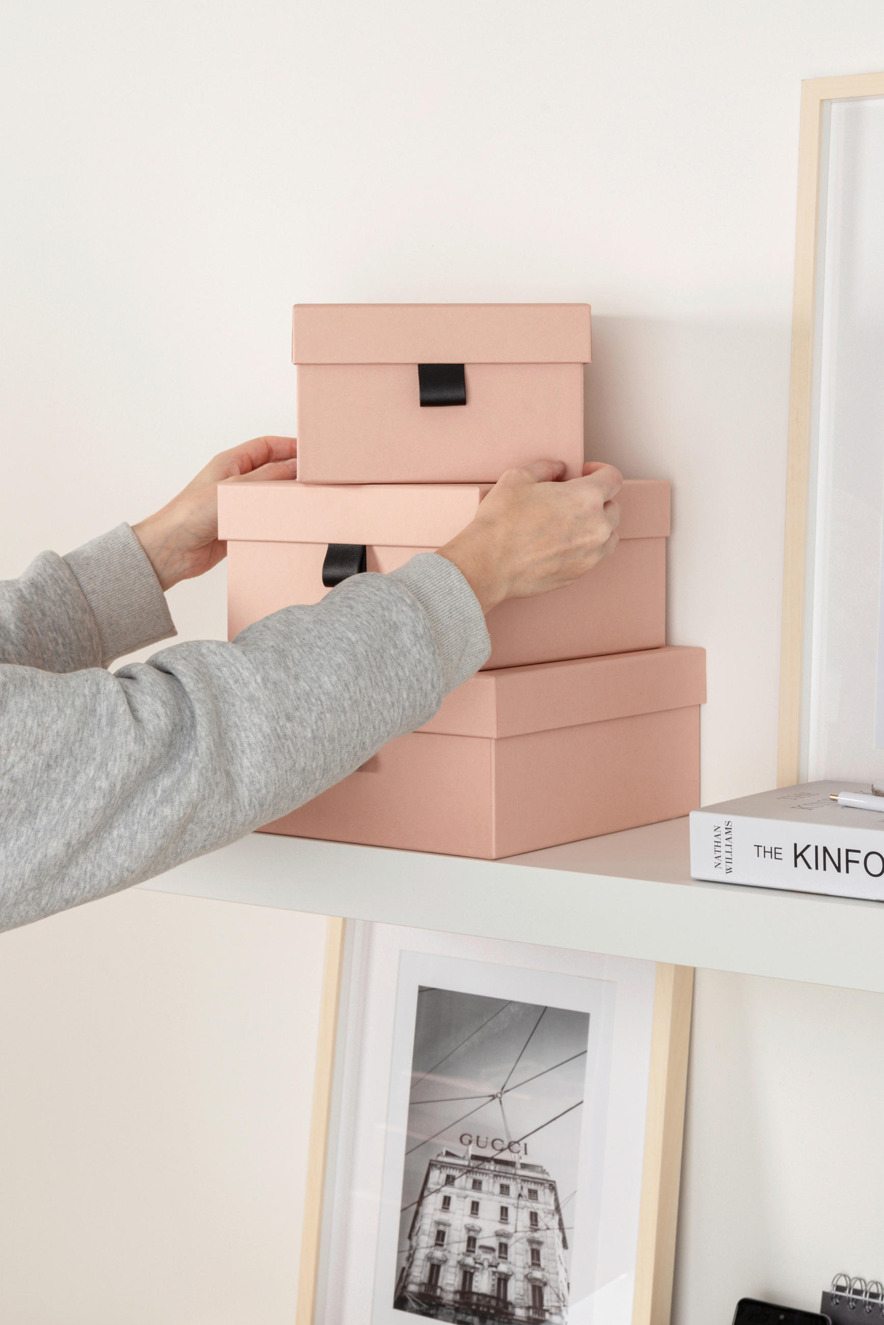 AUFBEWAHRUNGSBOXEN-SET    23/23/12 cm  - Pink, Basics, Karton/Papier (23/23/12cm)