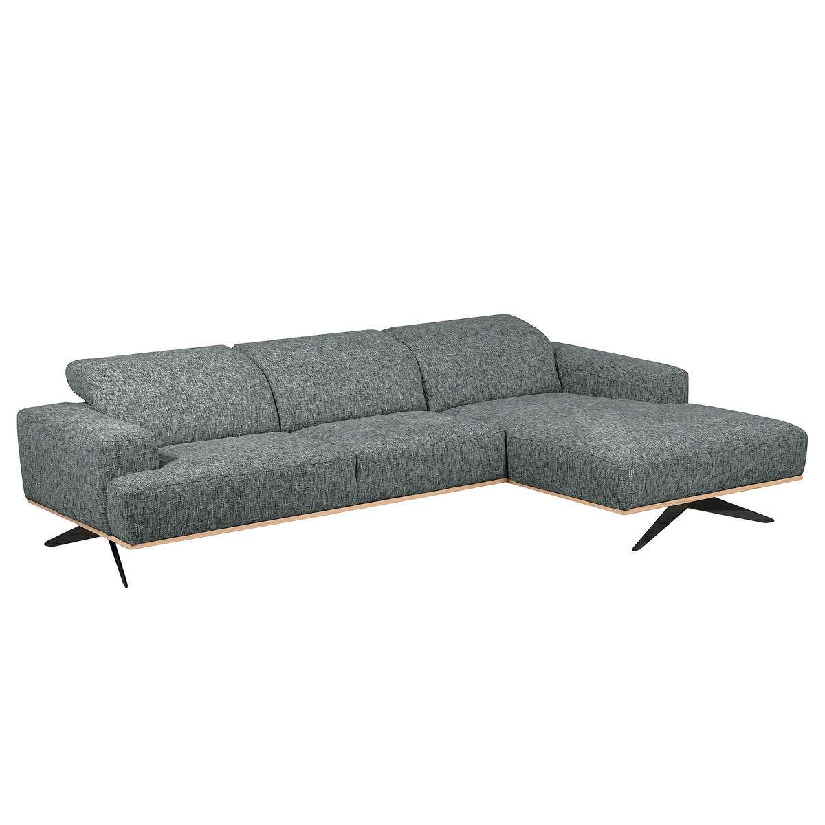 ECKSOFA PORTLAND Anthrazit Struktur Kopfteilverstellung  - Anthrazit/Schwarz, Design, Holz/Textil (295/187cm) - Livetastic