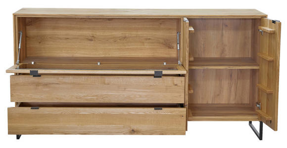 SIDEBOARD  in 182/93,6/40 cm  - Eichefarben/Schwarz, Natur, Glas/Holz (182/93,6/40cm) - Carryhome