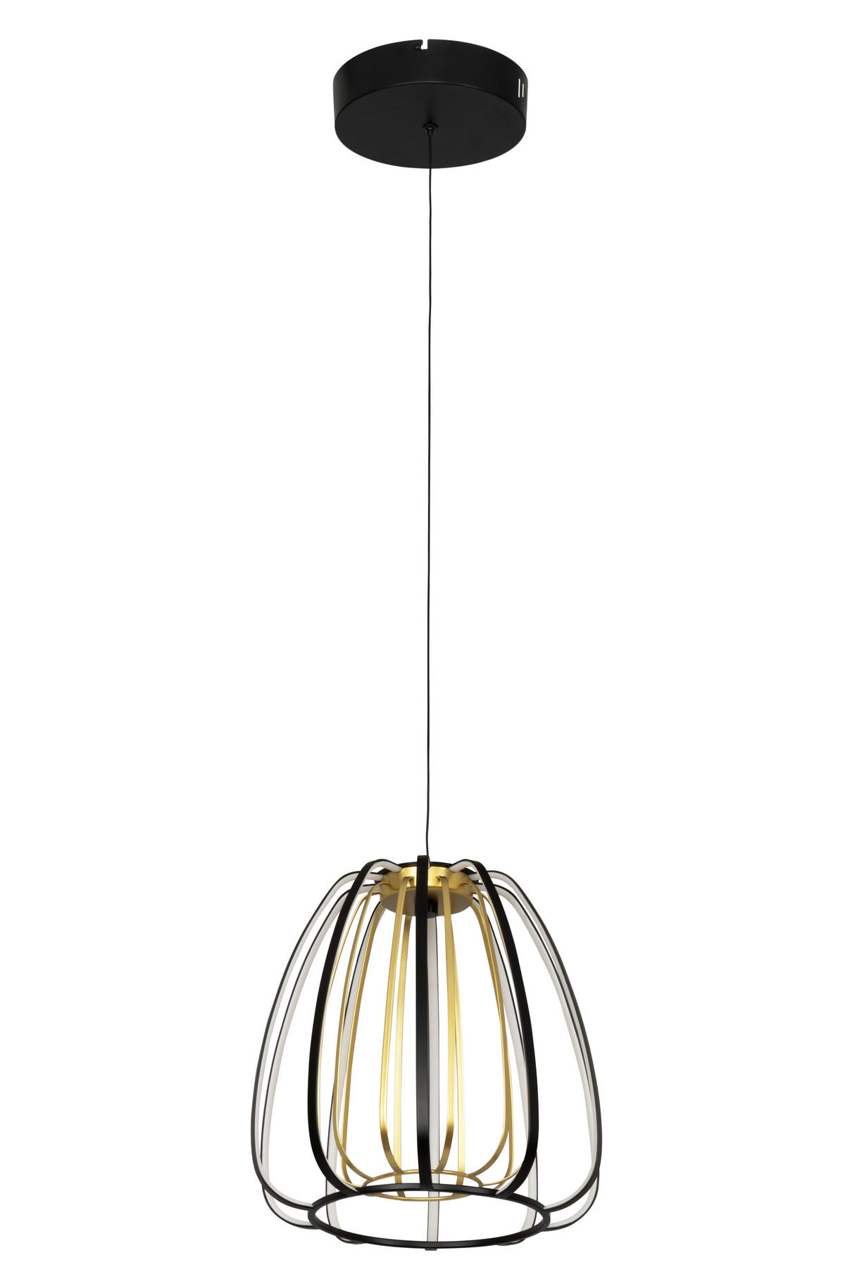 LED-HÄNGLAMPA Ontario 30/150 cm  - svart/guldfärgad, Design, metall/plast (30/150cm) - Novel