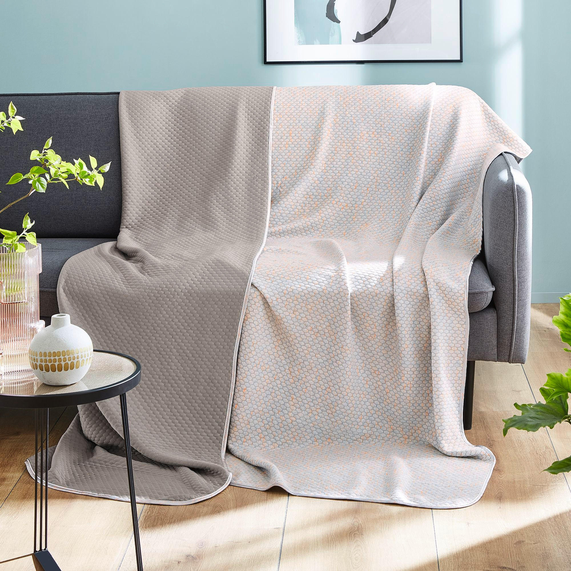 WOHNDECKE Ibena 200/220 cm  - Orange/Grau, Basics, Textil (200/220cm) - Ibena