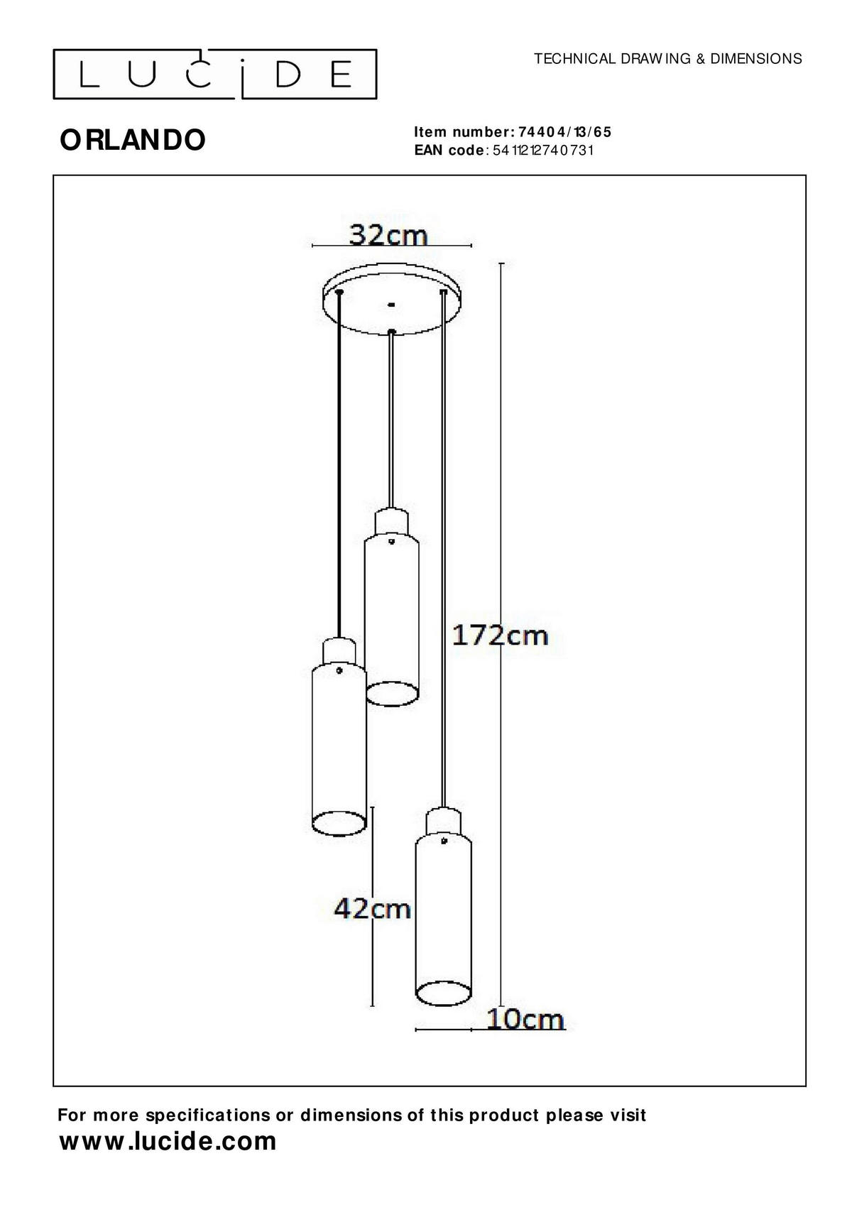 HÄNGELEUCHTE 32/32/172 cm    - Hellgrau, Design, Glas (32/32/172cm) - Lucide