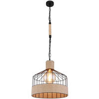 HÄNGELEUCHTE 35/135 cm    - Schwarz/Braun, Basics, Naturmaterialien/Metall (35/135cm) - Globo