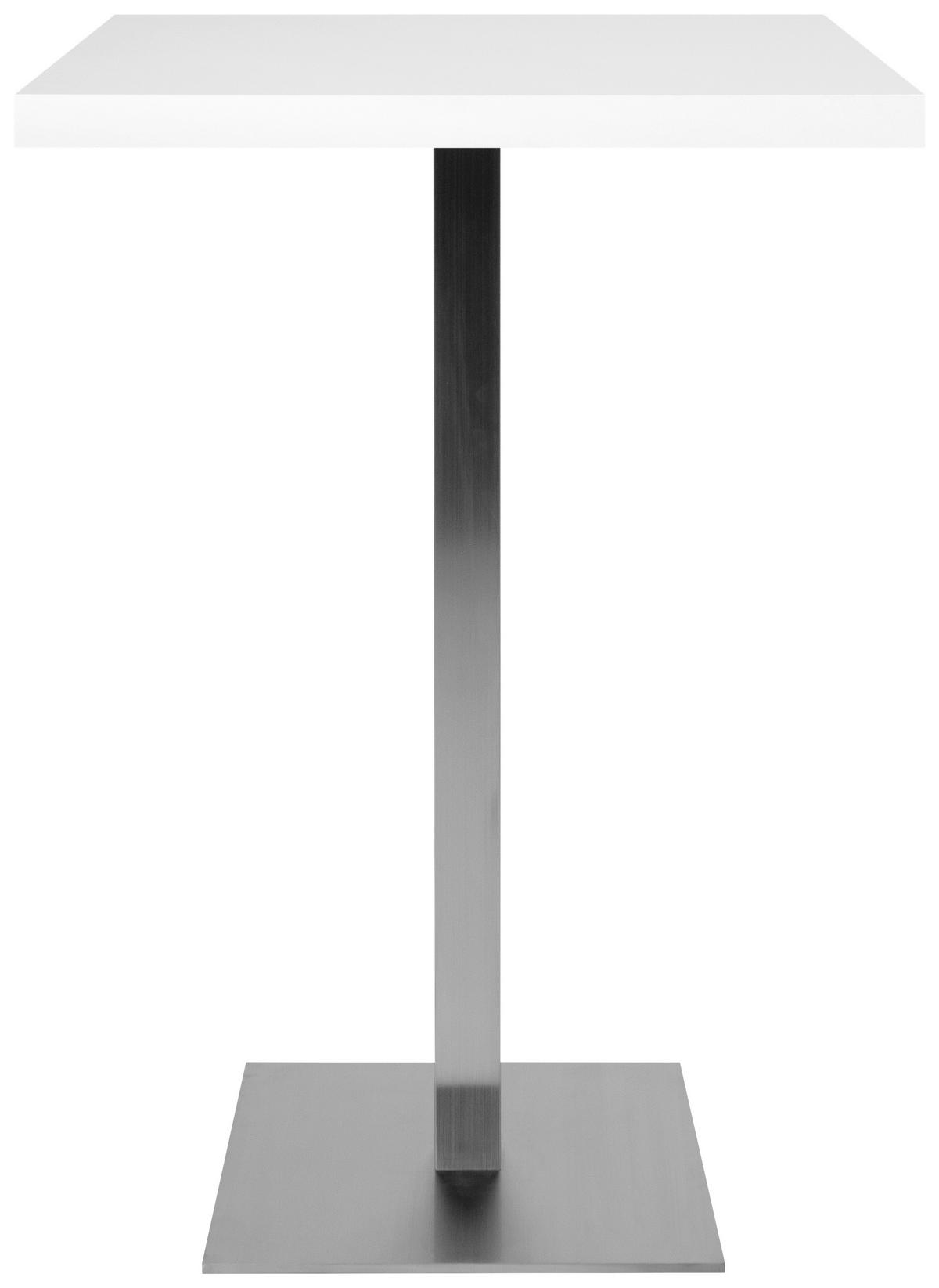 BARTISCH quadratisch Weiß, Edelstahlfarben  - Edelstahlfarben/Weiß, MODERN, Holzwerkstoff/Metall (70/70/105cm) - MID.YOU