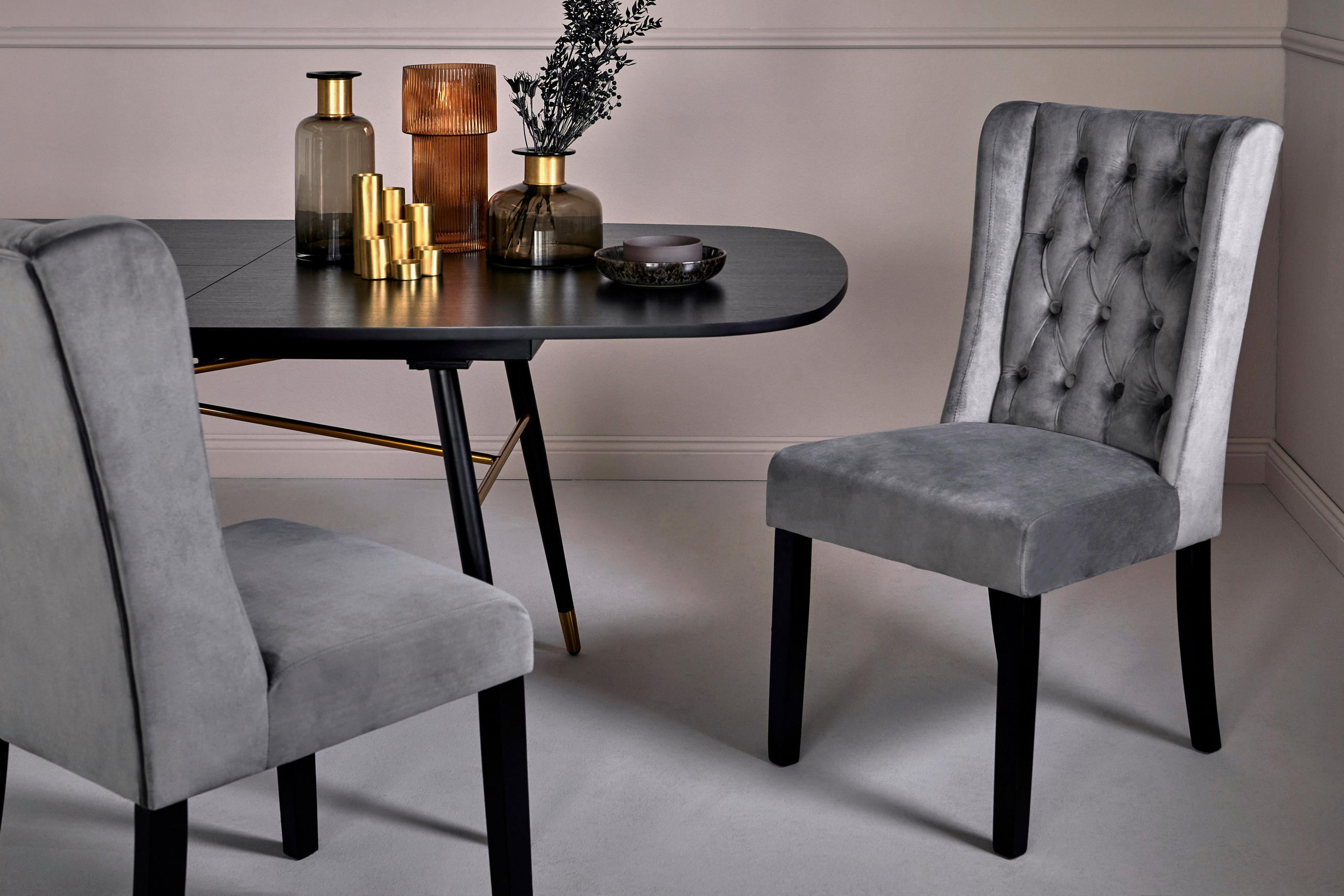 STUHL  in Samt  - Anthrazit/Schwarz, Modern, Holz/Textil (50/62/99cm) - Livetastic