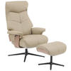 RELAXSESSELSET in Holz, Textil, Leder Taupe  - Taupe/Schwarz, Design, Leder/Holz (78/111/81cm) - Livetastic