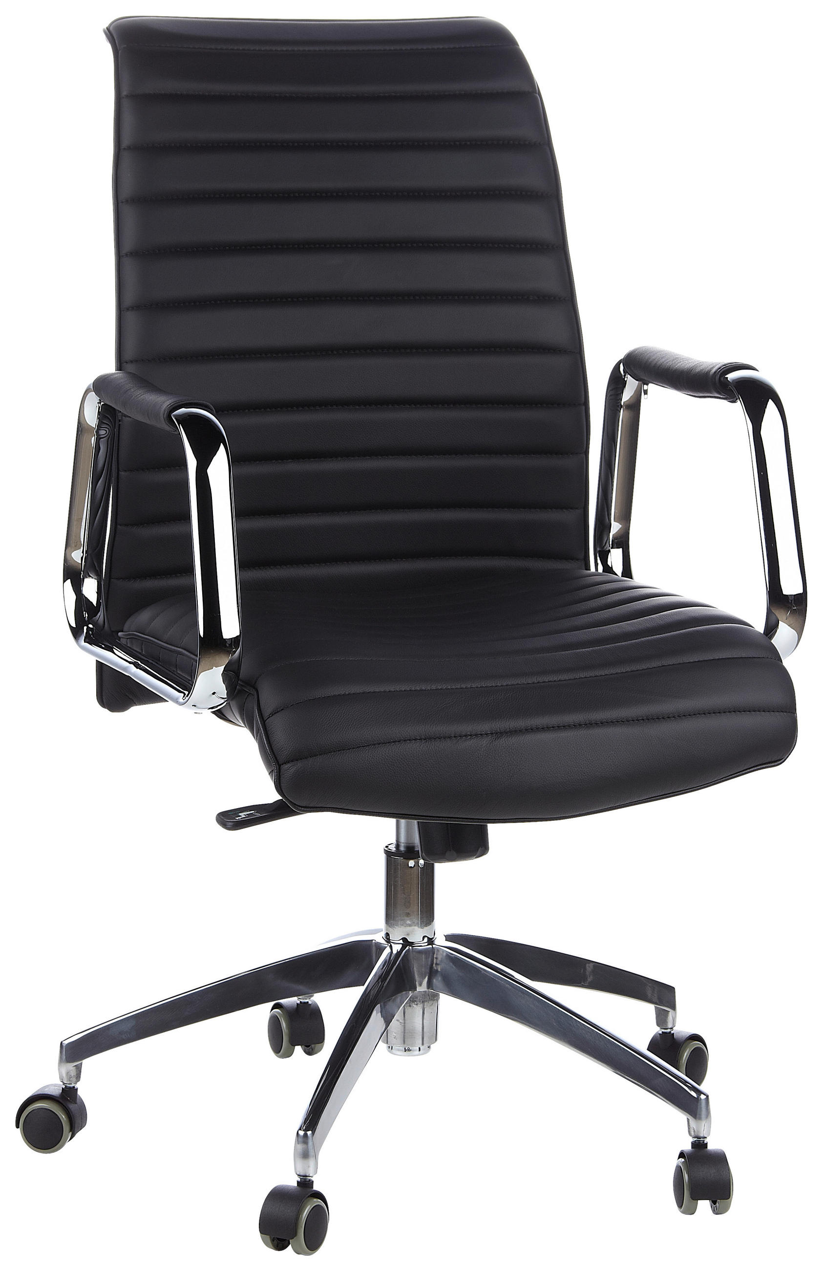 DREHSTUHL  in Lederlook Schwarz, Silberfarben  - Silberfarben/Schwarz, MODERN, Leder/Kunststoff (59/114/50cm) - MID.YOU