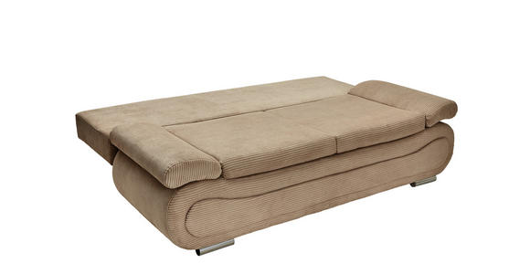 SCHLAFSOFA  in Cord Hellbraun  - Chromfarben/Hellbraun, Design, Textil/Metall (200/78/90cm) - Venda