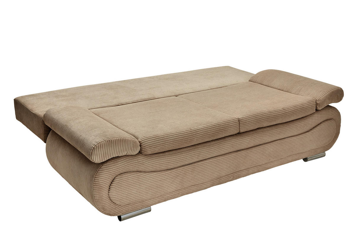 SCHLAFSOFA  mit Bettfunktion erhältlich Cord Hellbraun  - Chromfarben/Hellbraun, Design, Textil/Metall (200/78/90cm) - Venda