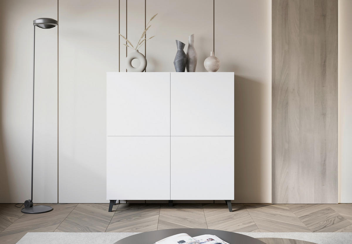 HIGHBOARD  in 120/128/39 cm  - Schwarz/Weiß, Design, Holzwerkstoff/Kunststoff (120/128/39cm) - Livetastic