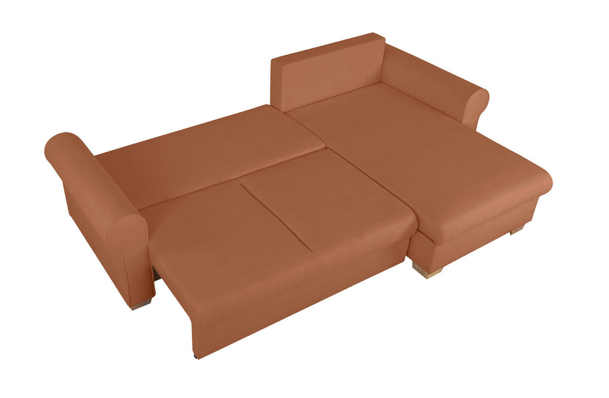 ECKSOFA in Rostfarben  - Rostfarben/Buchefarben, Design, Holz/Textil (266/161cm) - MID.YOU