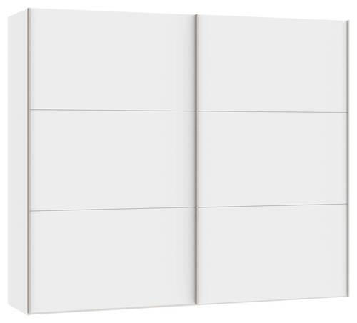 SCHWEBETÜRENSCHRANK 253/215/65 cm 2-türig Weiß  - Edelstahlfarben/Weiß, Design, Holzwerkstoff (253/215/65cm) - Boxxx