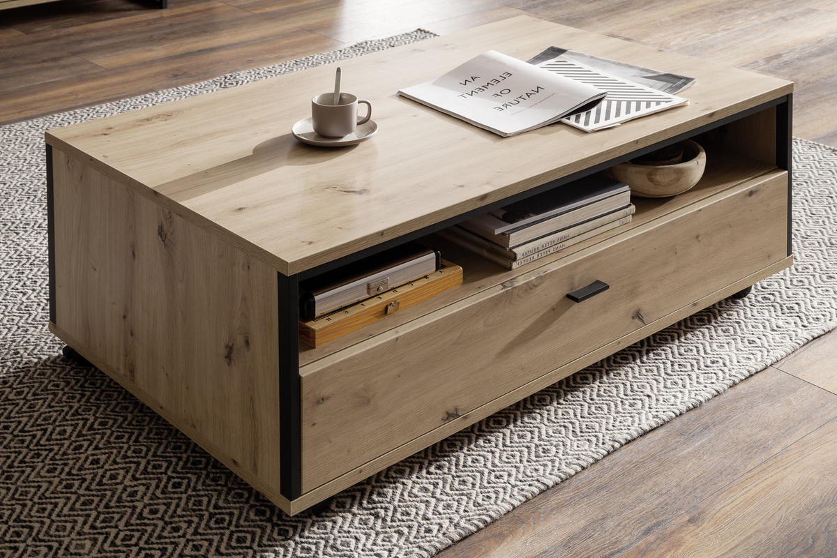 COUCHTISCH in Metall, Holzwerkstoff 115/46/70 cm  - Eichefarben/Anthrazit, Design, Holzwerkstoff/Kunststoff (115/46/70cm) - MID.YOU