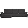 ECKSOFA in Chenille, Flachgewebe Dunkelgrau  - Dunkelgrau/Schwarz, Design, Textil/Metall (165/318cm) - Xora