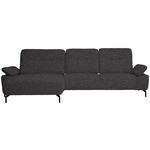 ECKSOFA in Chenille, Flachgewebe Dunkelgrau  - Dunkelgrau/Schwarz, Design, Textil/Metall (165/318cm) - Xora