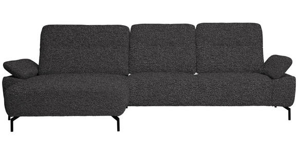 ECKSOFA in Chenille, Flachgewebe Dunkelgrau  - Dunkelgrau/Schwarz, Design, Textil/Metall (165/318cm) - Xora