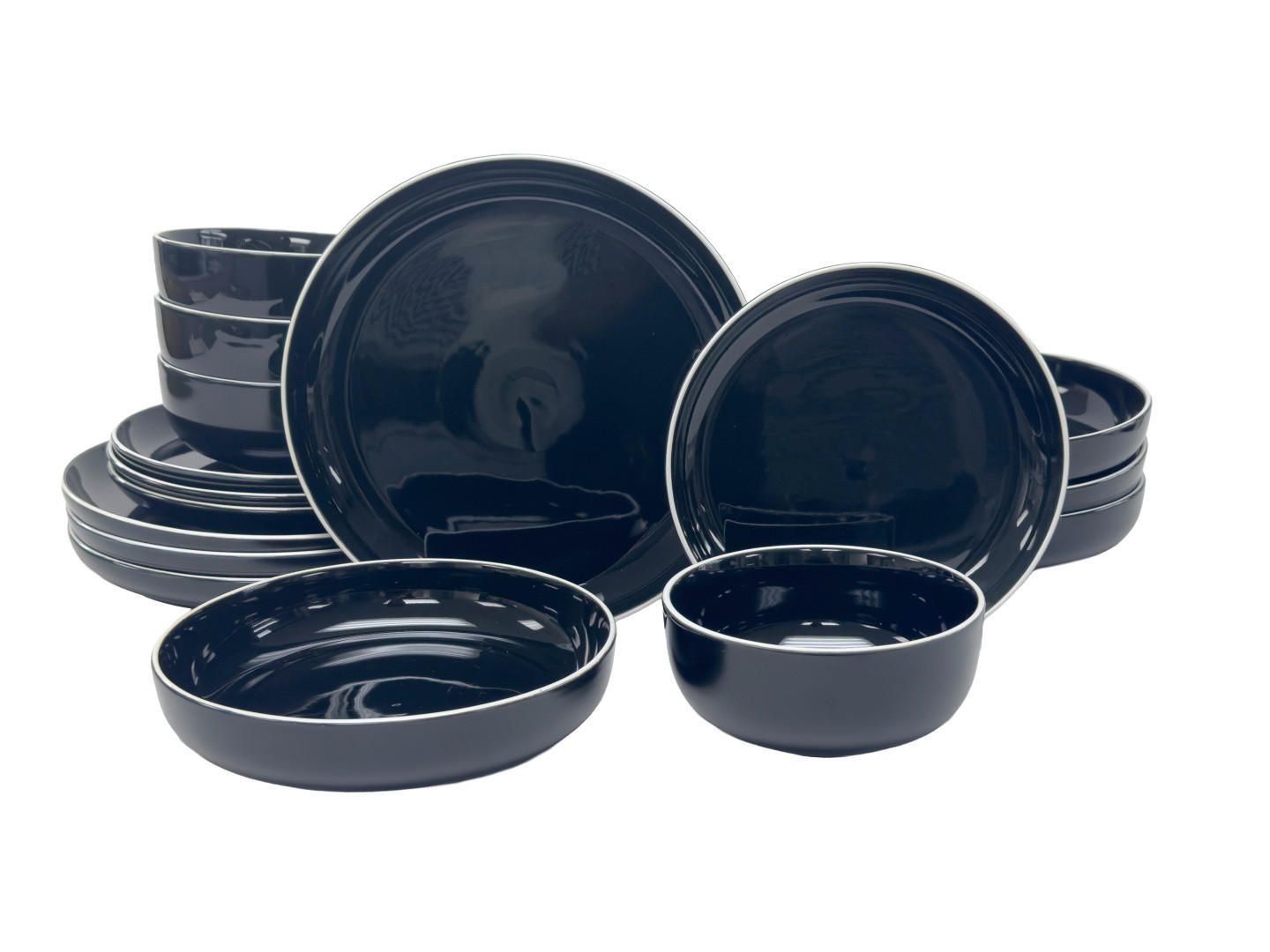 KOMBISERVICE Schwarz Bastia noro 16-teilig 4 Personen  - Schwarz, Trend, Keramik - Novel