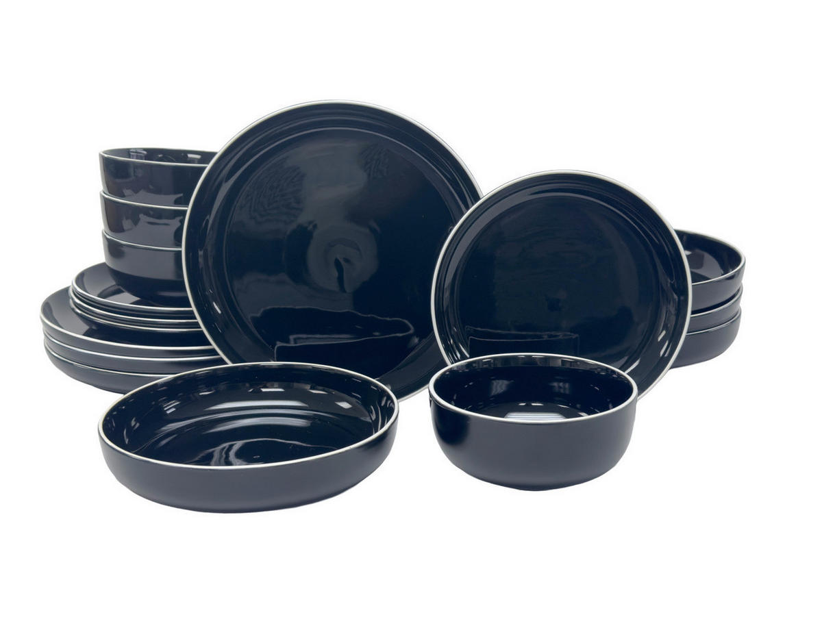 KOMBISERVICE Schwarz Bastia noro 16-teilig 4 Personen  - Schwarz, Trend, Keramik - Novel